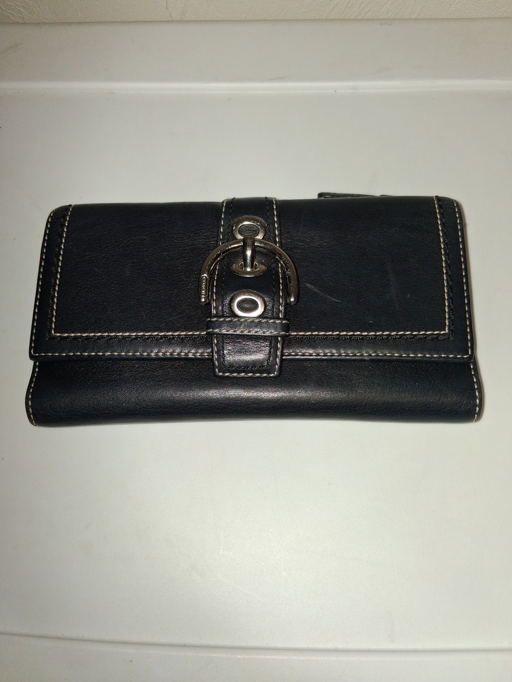 Vintage Coach  Soho Black Leather Buckle Wallet